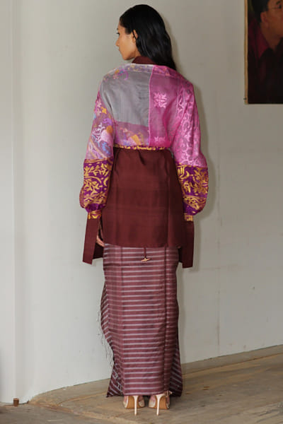 11 Tareng Redwood shirt and striped drape skirt set 11TAJUL26D148689