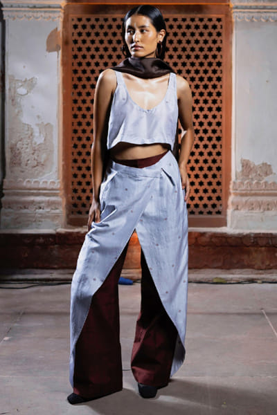 11 Tareng Icy blue handwoven silk co-ord set 11TAJUL26D148680