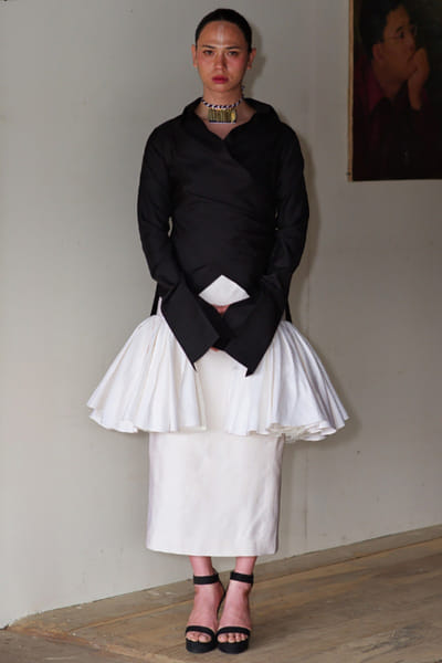 11 Tareng Black crossover shirt and tube dress set 11TAJUL26D148684