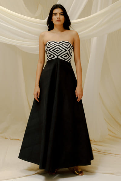 Black strapless embellished maxi dress