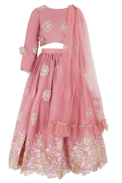 Blush pink floral embroidered lehenga set