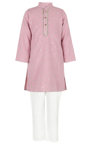 Lavender sequin embroidered kurta set