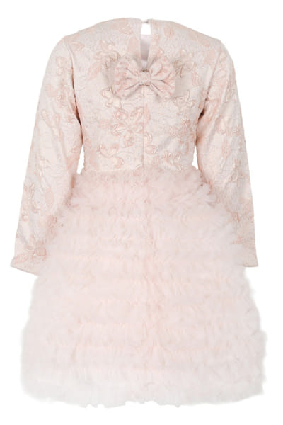 Blush pink embroidered ruffle dress