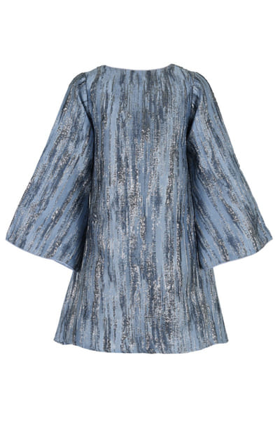 Blue and gold metallic striped dress