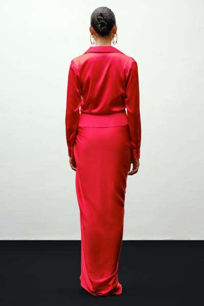 431-88 by Shweta kapur Red draped shirt 431JUL26D150494