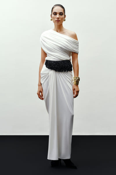 431-88 by Shweta kapur White one-shoulder draped top 431JUL26D150497