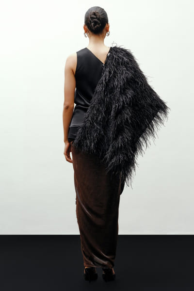 431-88 by Shweta kapur Black draped knot top 431JUL26D150498
