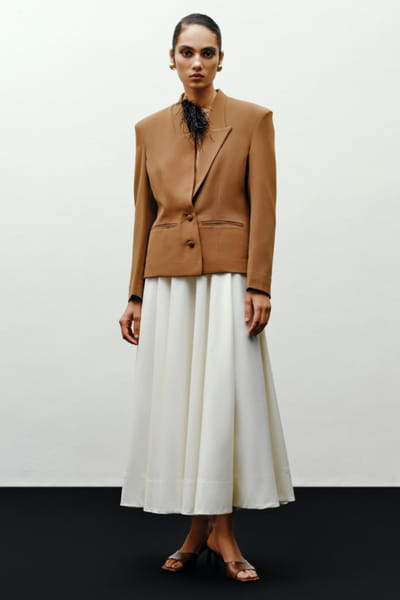 431-88 by Shweta kapur Ivory gathered midi skirt 431JUL26D150504