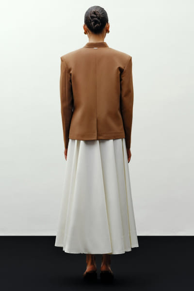 431-88 by Shweta kapur Ivory gathered midi skirt 431JUL26D150504
