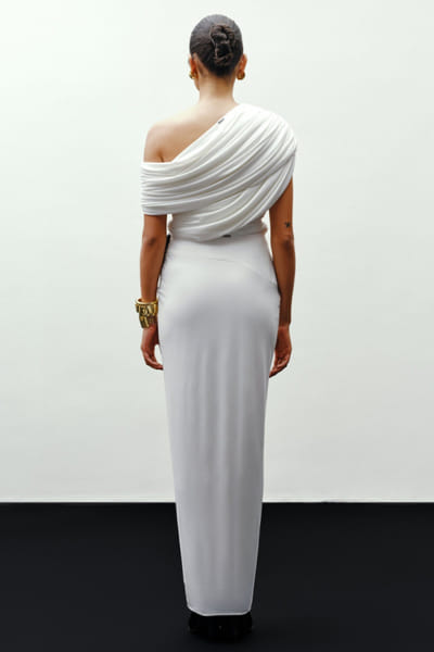 431-88 by Shweta kapur White-black bead embellished drape skirt 431JUL26D150505