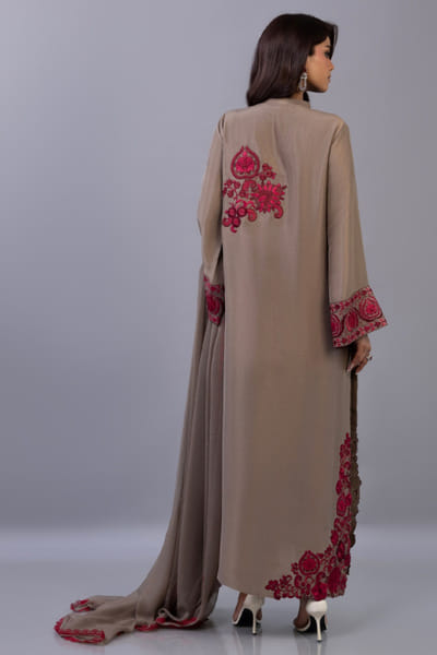 Zainab Chottani Brown embroidered silk kurta set ZAINAPR26D142580