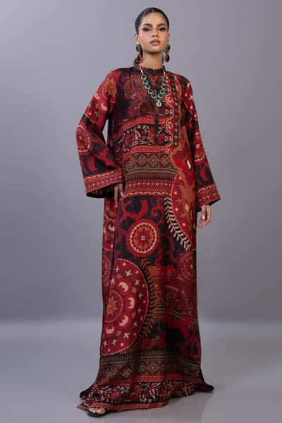 Zainab Chottani Multicolour print embroidery kaftan ZAINAPR26D142584