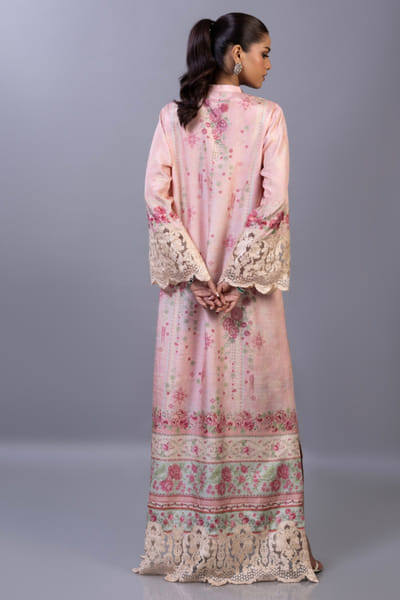 Zainab Chottani Pink printed raw silk kaftan ZAINAPR26D142589