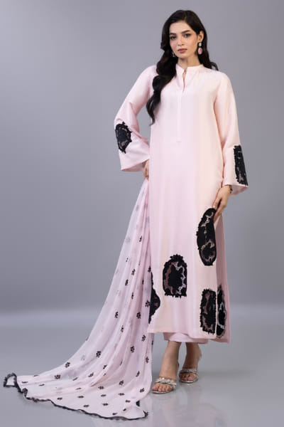 Zainab Chottani Pink applique long kurta set ZAINAPR26D142578