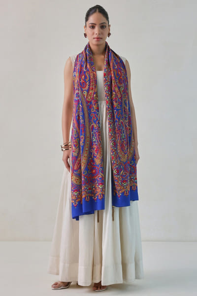Multicolour embroidered stole
