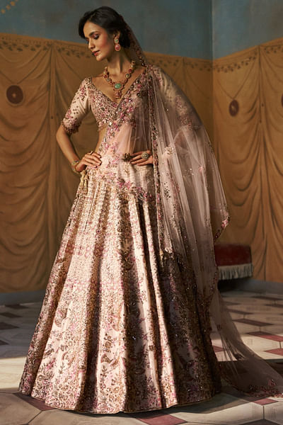 Eggshell zardozi embroidered lehenga set