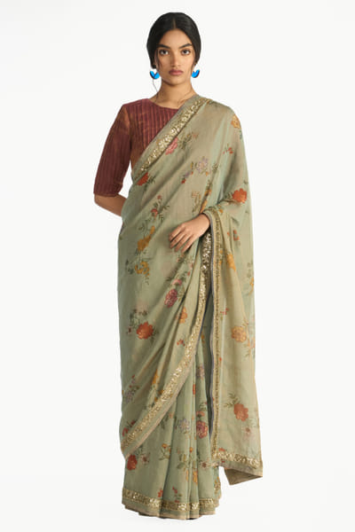 Payal Pratap Wine pintuck tissue chanderi blouse PAYAAUG26D153039
