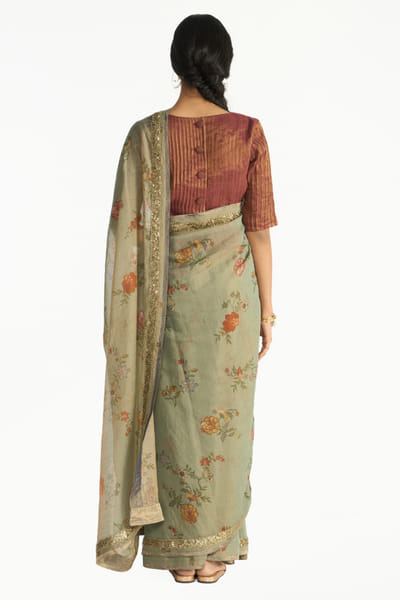 Payal Pratap Wine pintuck tissue chanderi blouse PAYAAUG26D153039