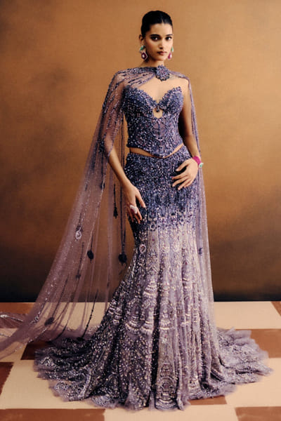 Ultraviolet and lavender ombre skirt set