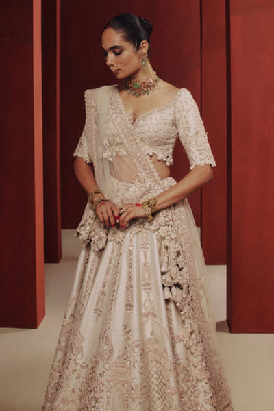 Dolly J Ivory thread-zardozi embroidered lehenga set DOLLJUL26D149326