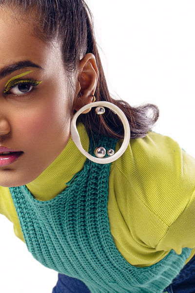 Silver statement hoop earrings