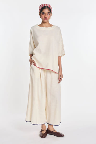 Ivory cotton linen top