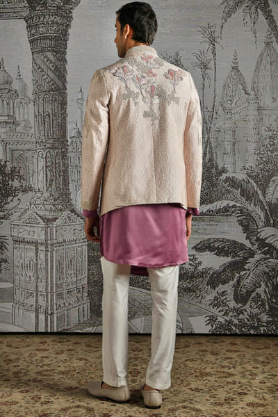 Asuka Couture Lilac-pink embroidered bandhgala set ASUKMAY26D245051