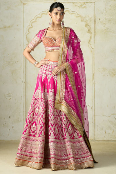 Rani pink embroidered lehenga set
