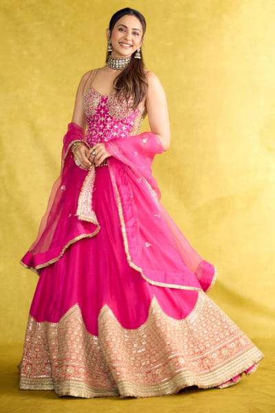 Rani pink embroidered lehenga set