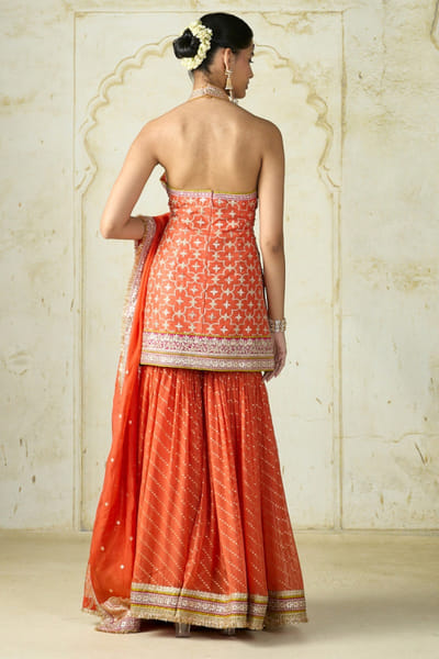Gopi Vaid Orange motif embroidered sharara set GOPNOV25D137898