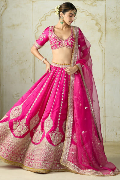 Gopi Vaid Rani pink sequin embroidered lehenga set GOPNOV25D137923