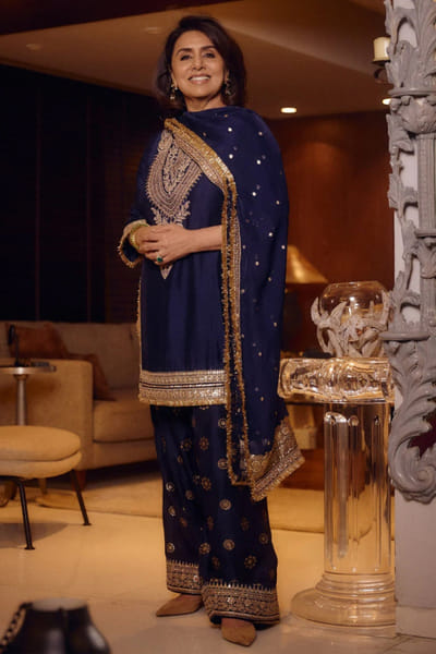 Navy embroidered kurta set