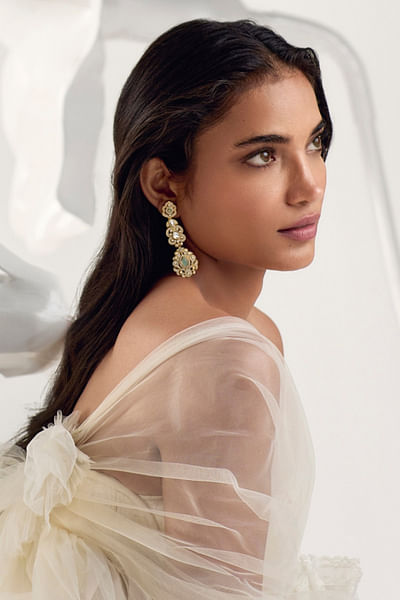 Gold kundan embellished danglers