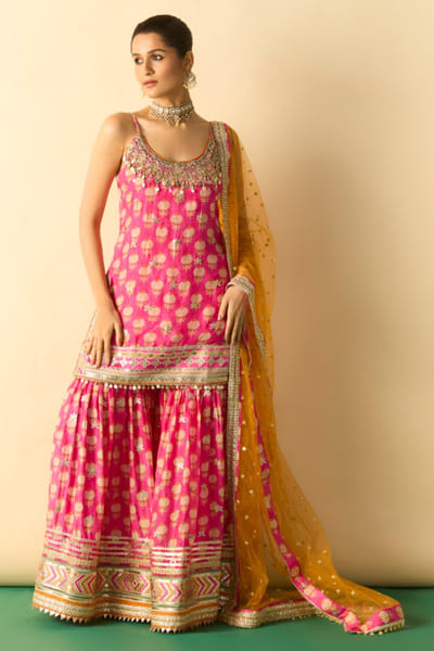 Gopi Vaid Pink embroidered sharara set GOPIJUL26D150623