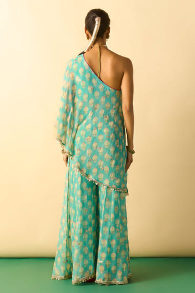 Gopi Vaid Aqua green floral embroidered co-ord set GOPIJUL26D150637