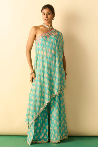 Gopi Vaid Aqua green embroidered co-ord set GOPIJUL26D150640