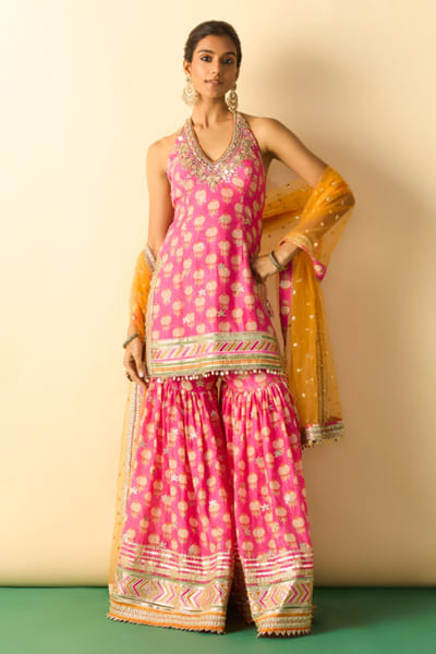 Gopi Vaid Pink motif printed sharara set GOPIJUL26D150648
