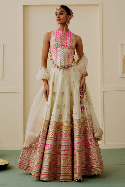 Gopi Vaid Ivory mirror embroidered lehenga set GOPIJUL26D149284