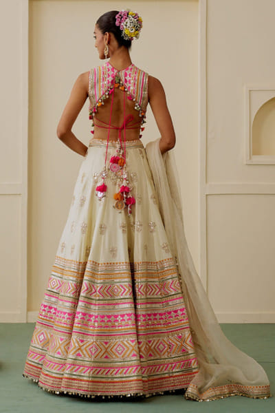 Gopi Vaid Ivory mirror embroidered lehenga set GOPIJUL26D149284