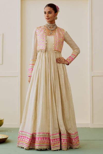 Gopi Vaid Ivory zari embroidered anarkali set GOPIJUL26D149285