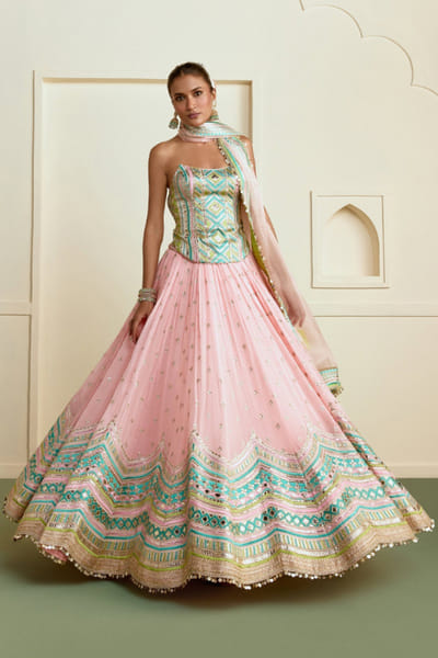 Gopi Vaid Soft pink diamond embroidered lehenga set GOPIJUL26D149288