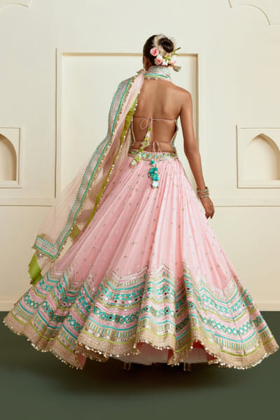 Gopi Vaid Soft pink diamond embroidered lehenga set GOPIJUL26D149288