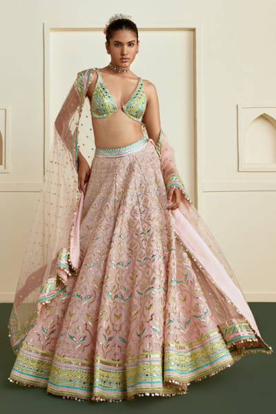 Gopi Vaid Pink gota embroidered lehenga set GOPIJUL26D149290
