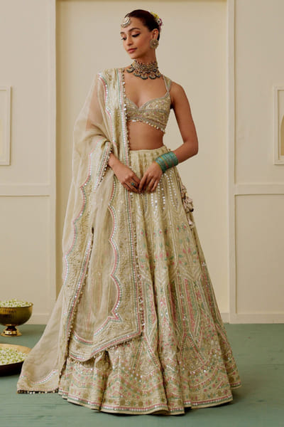 Gopi Vaid Gold mirror embroidery lehenga set GOPIJUL26D149292