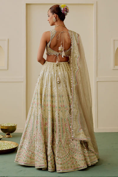 Gopi Vaid Gold mirror embroidery lehenga set GOPIJUL26D149292