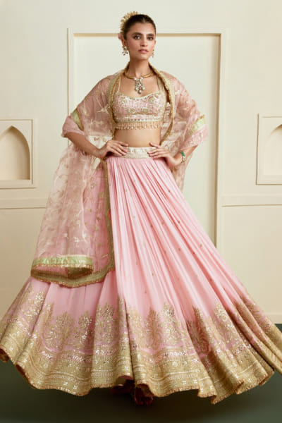 Gopi Vaid Pink embroidered lehenga set GOPIAUG26D152895