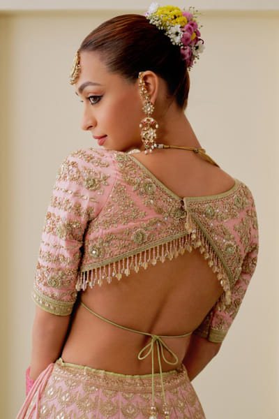 Gopi Vaid Pink zari embroidered lehenga set GOPIAUG26D152898