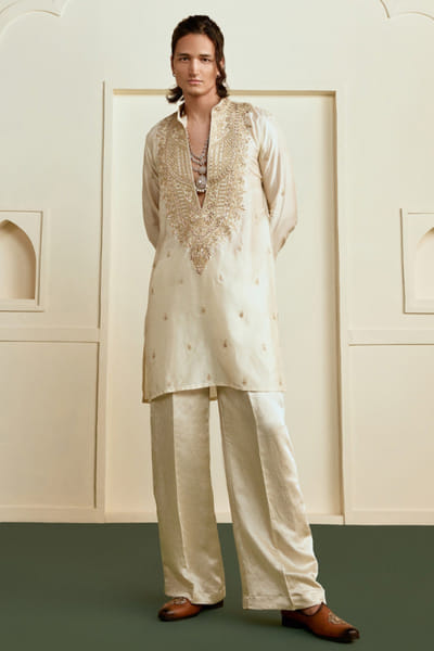 Gopi Vaid Ivory embellished kurta set GOPIAUG26D151698