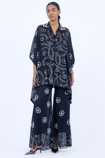 Black beadwork palazzo