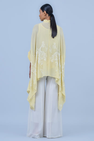 Peachoo Yellow thread embroidered shirt PEAMAR25D222005